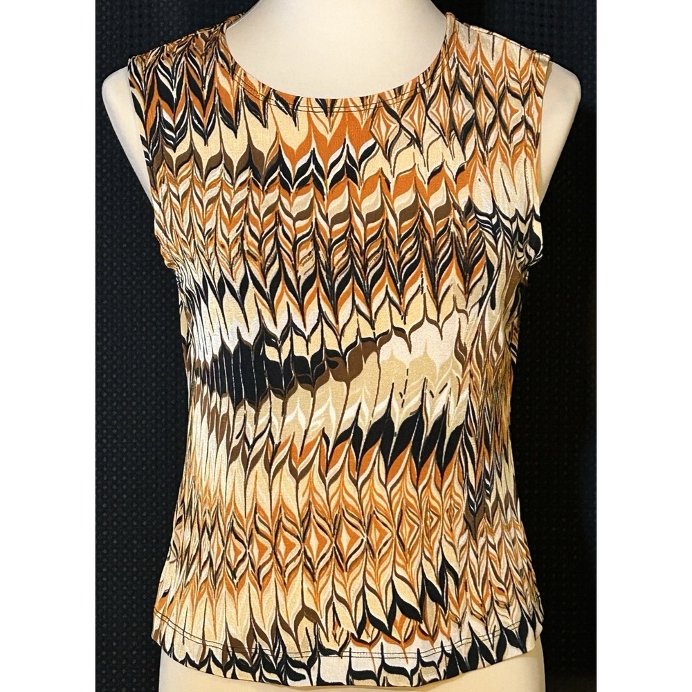 Vintage Travel Collection Size PM Women Stretch Sleeveless Blouse Top USA